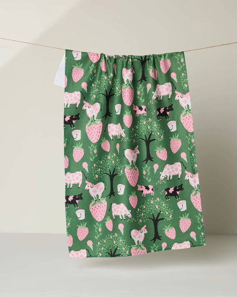 Strawberry Cows Tea Towel
