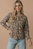 Plus Round Neck Ditsy Floral Button Down Top