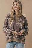 Floral Oversized Fit Color Block Pullover