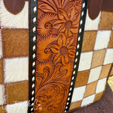 Virginia Cowhide Checkered Tote Handbag
