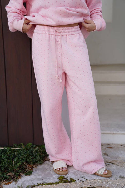 Light Pink Polka Dot Flare Sweatpants