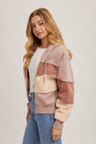 ZIPPER FRONT PATCHWORK LANDSCAPE HOODIE JACKET