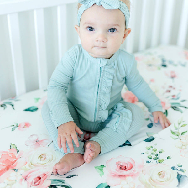 Standard Size Fitted Crib Sheet - Peach Floral