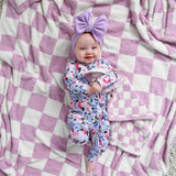 Myla Purple Checks PLUSH BLANKET