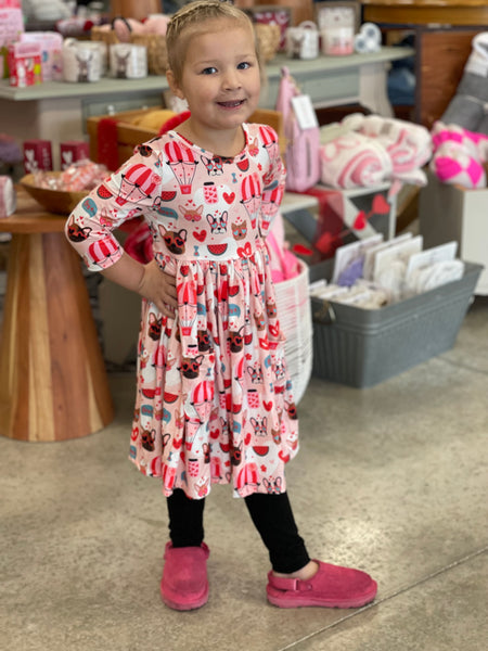 Puppy Love 3/4 Sleeve Pocket Twirl Dress