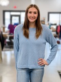 SOLID POINTELLE SWEATER