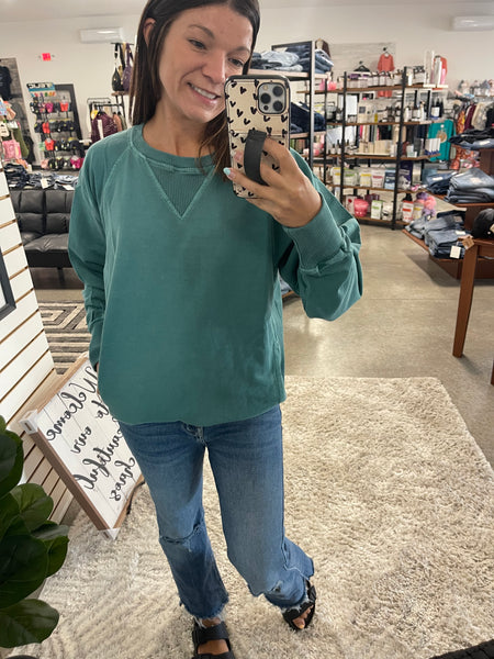 Callie French Terry Pullover - Teal