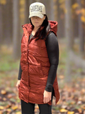 Autumn Puffer Long Vest - Brick