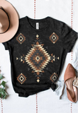 TRIBAL PATTERN MINERAL GRAPHIC TEE - Black