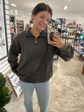Kelly Acid Wash Fleece Half Zip Pullover - Ash Black