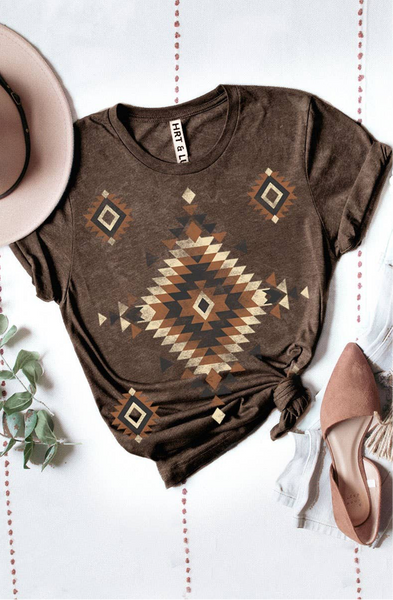 SOUTHWESTERN TRIBAL PATTERN MINERAL GRAPHIC TEE