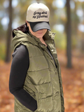Autumn Puffer Long Vest - Green