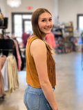Suede Fringe Top -Brown