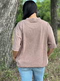 Rhinestone Studded Oversized Tee - Mocha