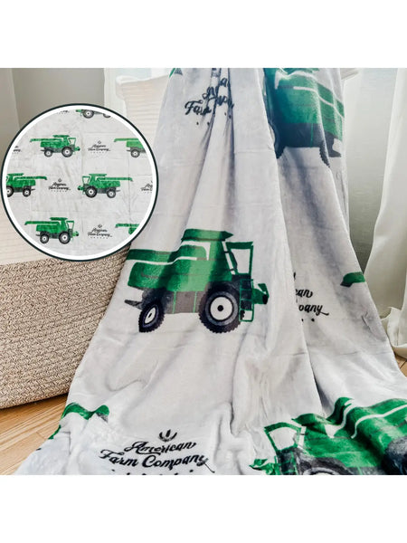 Green Combine' Plush Blanket