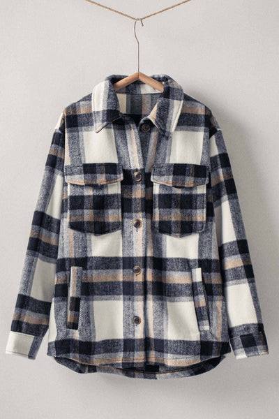 Plaid Button-Down Jacket - Black