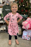Candy Cane Cutie 3/4 Sleeve Pocket Twirl Dress