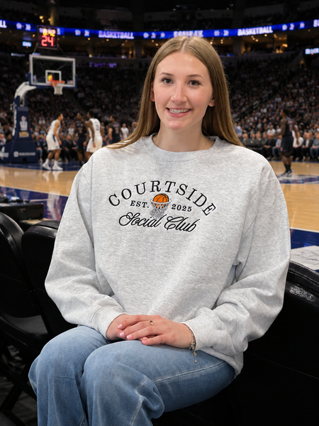 Courtside Social Club Embroidered Sweatshirt - Ash Grey