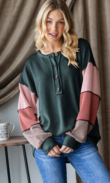 URBAN RIBBED SOLID COLOR BLOCK TOP