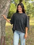 Rhinestone Studded Oversized Tee - Black