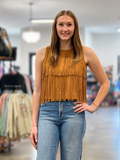 Suede Fringe Top -Brown