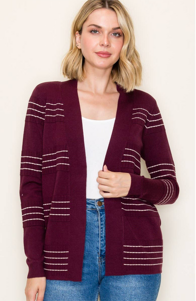 STITCH STRIPED SWEATER CARDIGAN