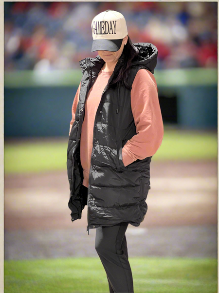 Autumn Puffer Long Vest - Black