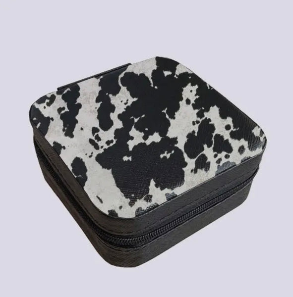Black Cowhide Square Jewelry Case
