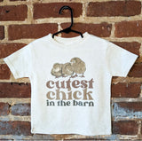 "Cutest Chick in the Barn" Toddler Girl Beige Chicken Tee
