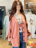 Rachel Button Up Cardigan - Crimson