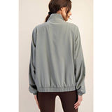 CRINKLE WOVEN QUARTER ZIP ACTIVE JACKET - Limestone