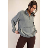 CRINKLE WOVEN QUARTER ZIP ACTIVE JACKET - Limestone