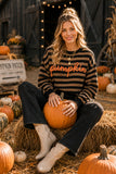 Pumpkin Script Striped Knit Sweater - Black