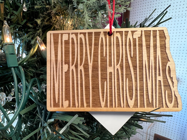 North Dakota Merry Christmas Ornament