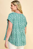 PLUS SIZE SHORT SLEEVE DOLMAN TOP