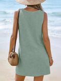 Textured Knit Tank Dress Casual Pocket Mini Dress