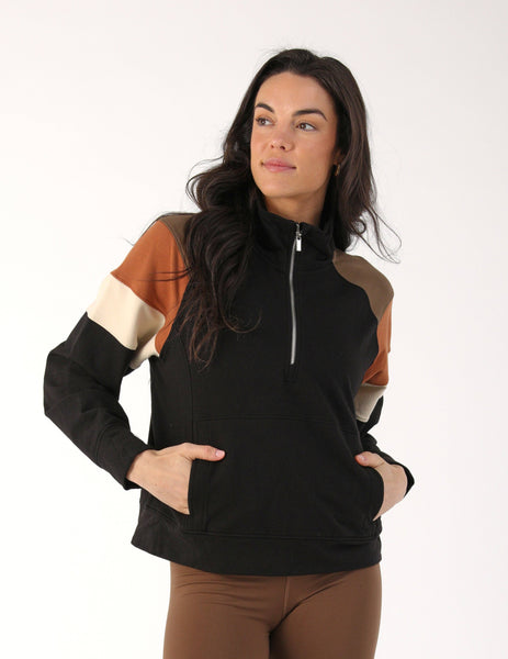 Daily Scuba 1/4 Zip: Black/Chocolate/Cinnamon/Oatmilk