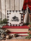Mini Block Sign- Black/White Nativity Scene Plaque