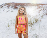 Kids Pink Sunset Surf Crossback Yoga Two Piece Play Set