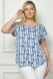 PLUS SIZE SHORT SLEEVE DOLMAN TOP