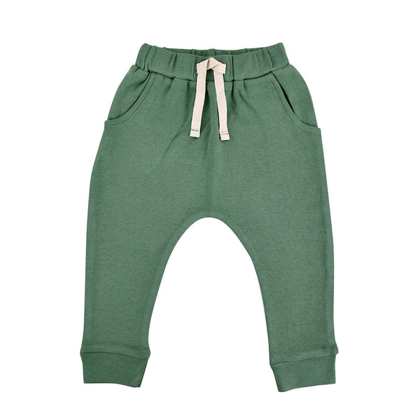Baby kid organic lounge pants | basil green