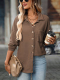 Waffle Knit Button-Up Shirt – Casual Fall Cardigan