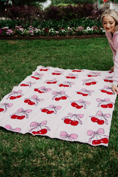 Cherry Bows All Over Soft Blanket