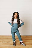 Girls Molly Teal Bloom Floral Winter Fall Hooded Sweat Set