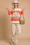 Pumpkin Appliqué Color Block Pullover
