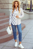Checkerboard Flap Pocket Button Front Shacket