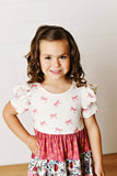 Girls Fall Ava Twirly Petals Floral Tiered Bow Dress