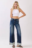 PETRA HIGH RISE STRETCH WIDE LEG W/ CUFFED HEM JEANS
