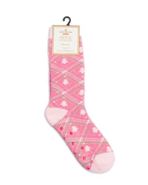 Women's Layton Tree Plaid Snuggle Socks   Pink/Multi   One Size