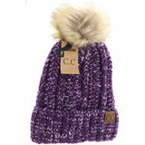 Fuzzy Lined Confetti Knit Fur Pom CC Beanie YJ823